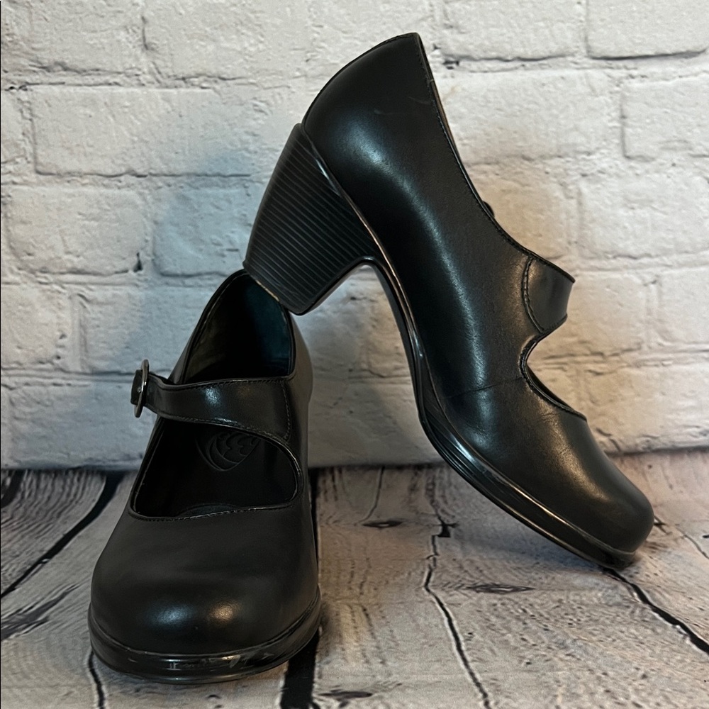 Dansko Becca black nappa leather Mary Jane heels